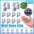 10pcs Galvanized Iron Fuel Hose Clamps For Automobile Air Pipe Secure Grip - 14-16mm