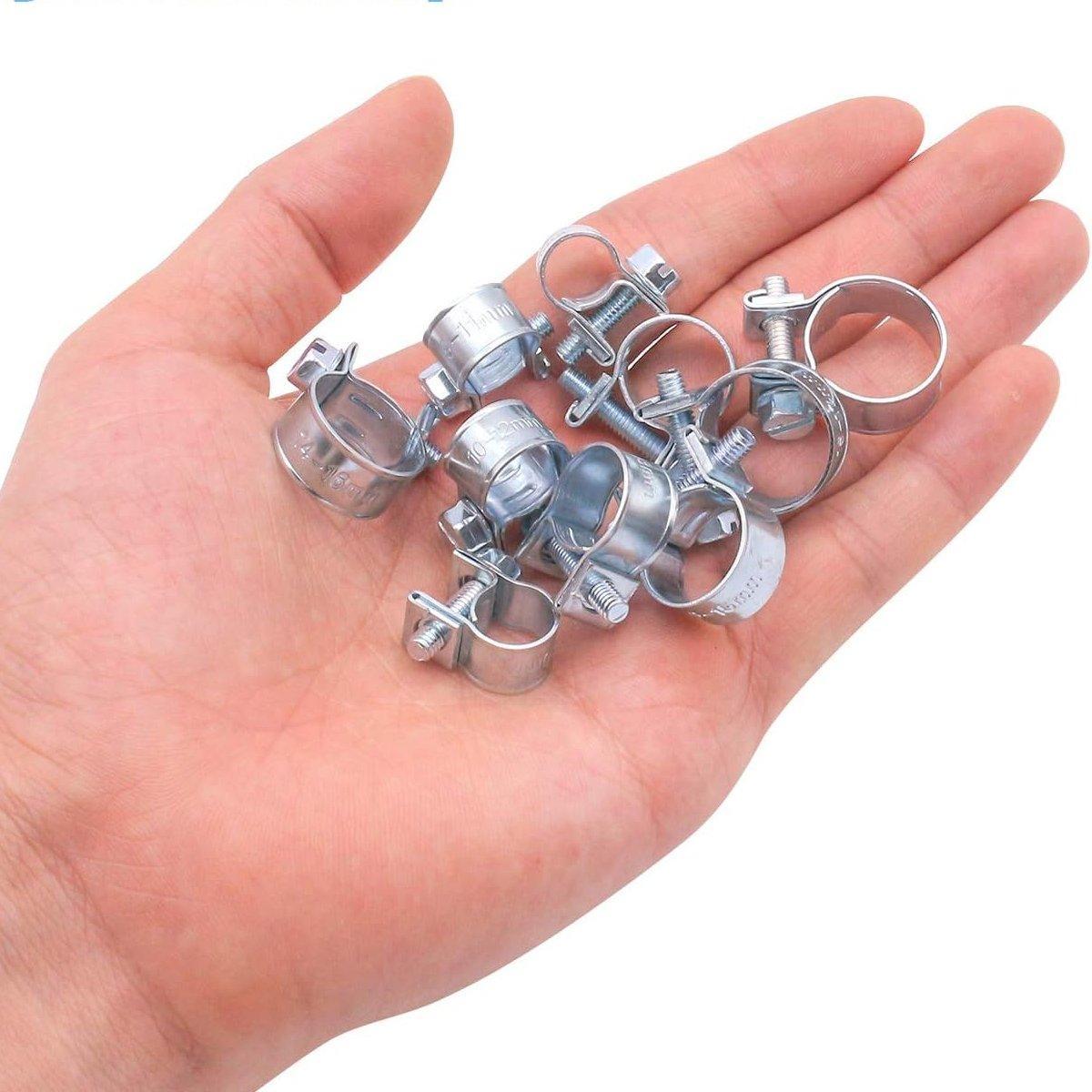 10pcs Galvanized Iron Fuel Hose Clamps For Automobile Air Pipe Secure Grip - 6-8mm