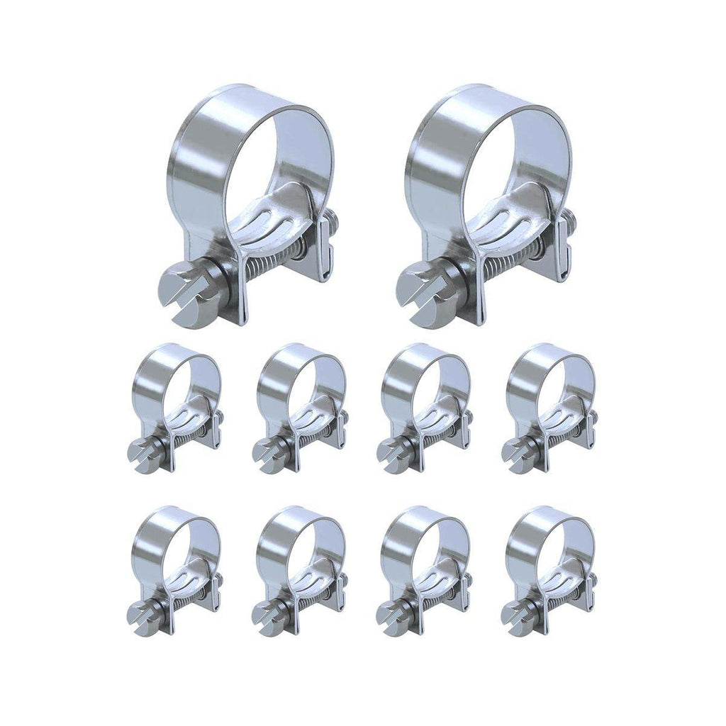 10pcs Galvanized Iron Fuel Hose Clamps For Automobile Air Pipe Secure Grip - 6-8mm