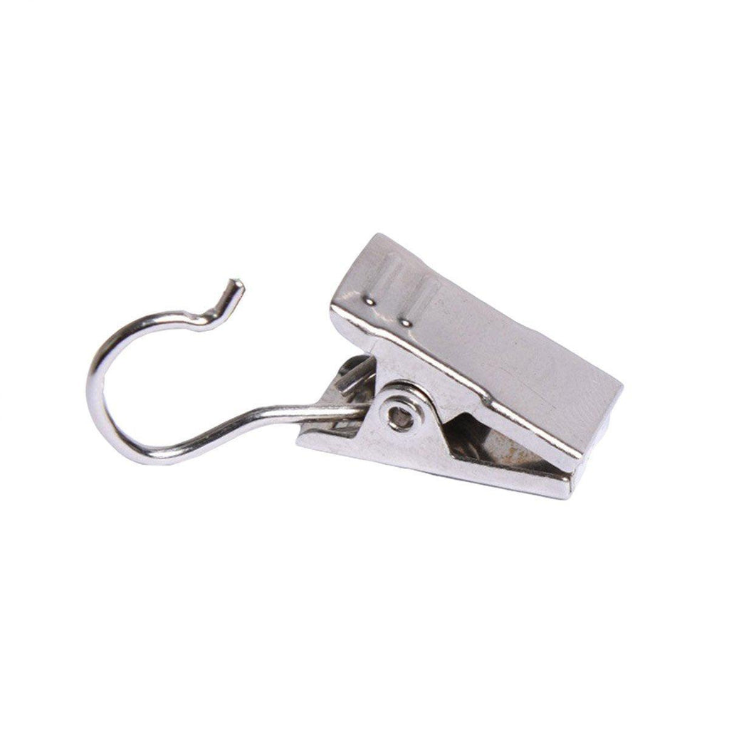 50PCS Stainless Steel Curtain Clip Hooks Strong Load-bearing Shower Accessories - Black