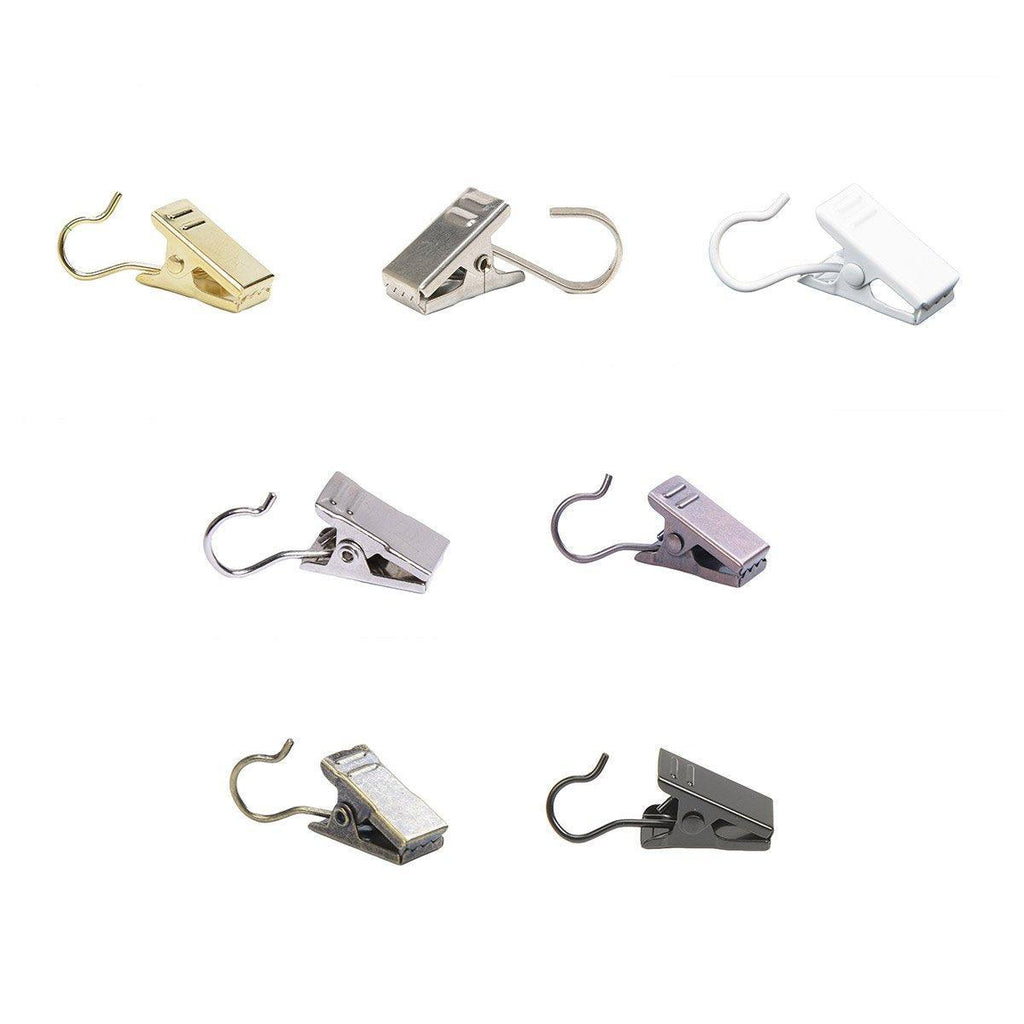 50PCS Stainless Steel Curtain Clip Hooks Strong Load-bearing Shower Accessories - White