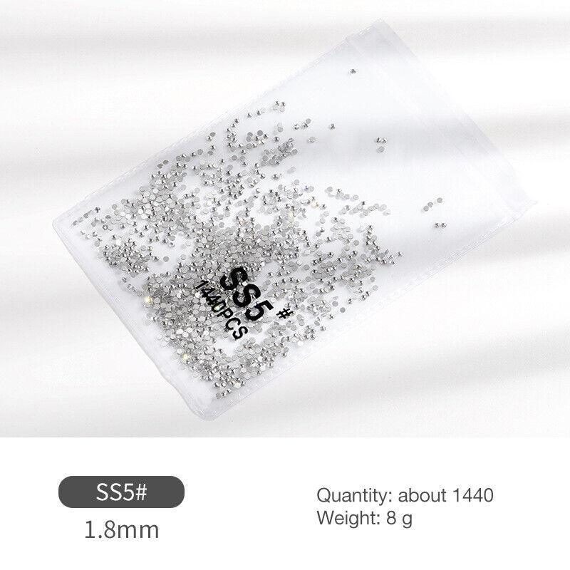 1440Pcs Glitter Rhinestones Crystal Flat Clear Bottom Glass Nail Art Nail Drill - Clear Crystal SS16
