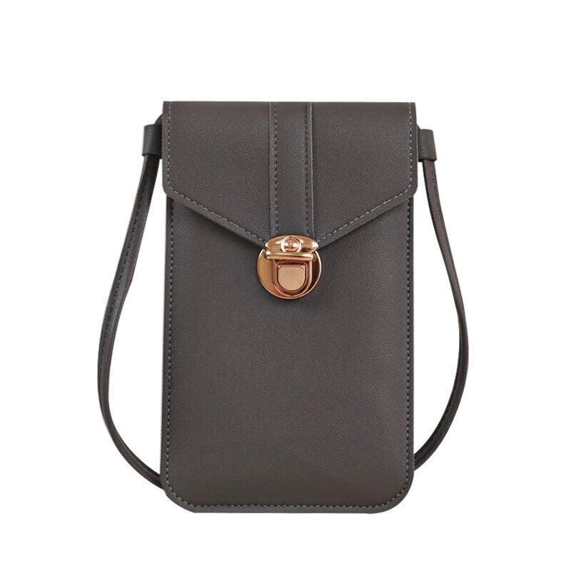 Touch Screen Crossbody Phone Bag with Clear Window PU Leather Wallet Purse - Blue