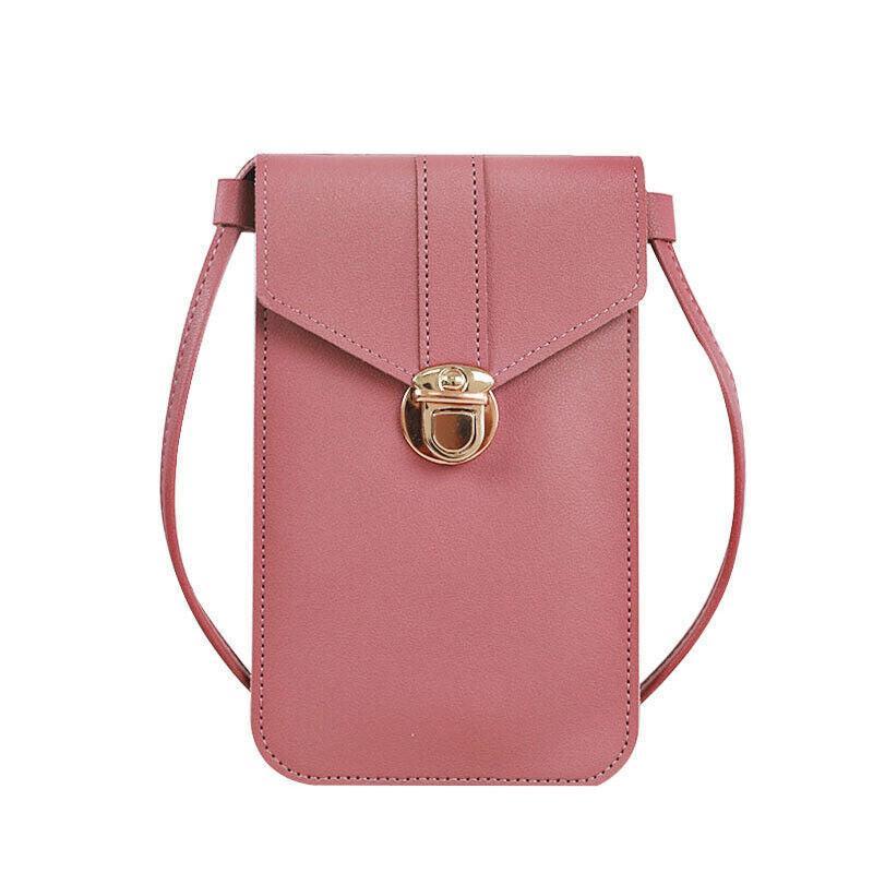 Touch Screen Crossbody Phone Bag with Clear Window PU Leather Wallet Purse - Green