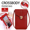 Touch Screen Crossbody Phone Bag with Clear Window PU Leather Wallet Purse - Grey