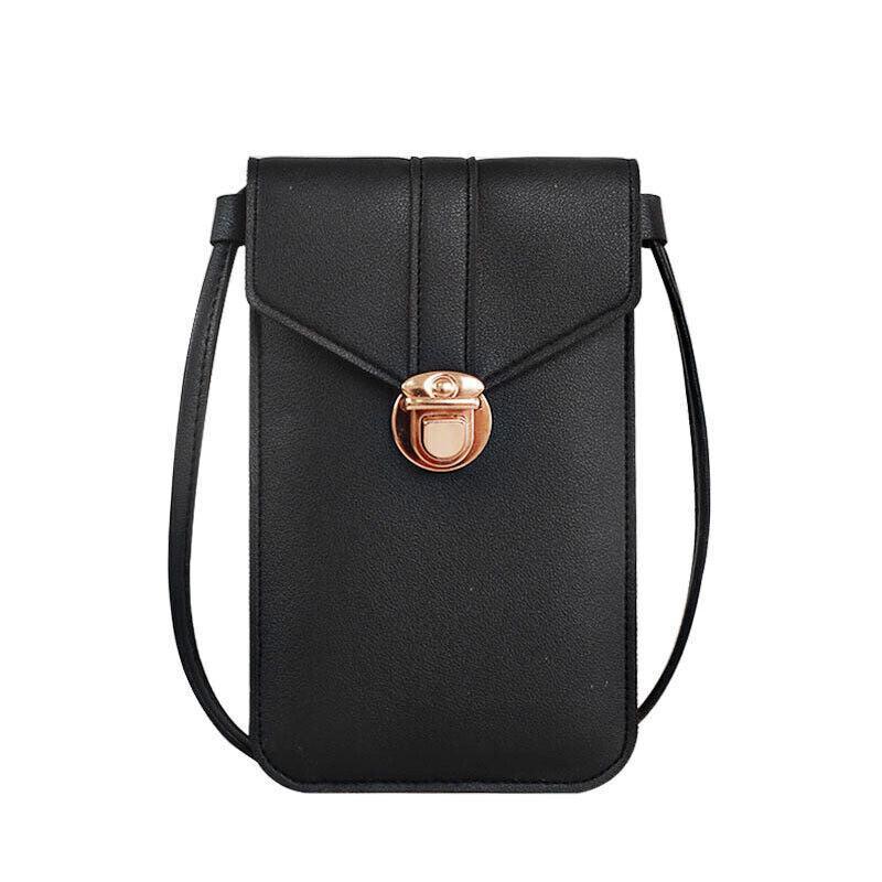 Touch Screen Crossbody Phone Bag with Clear Window PU Leather Wallet Purse - Red