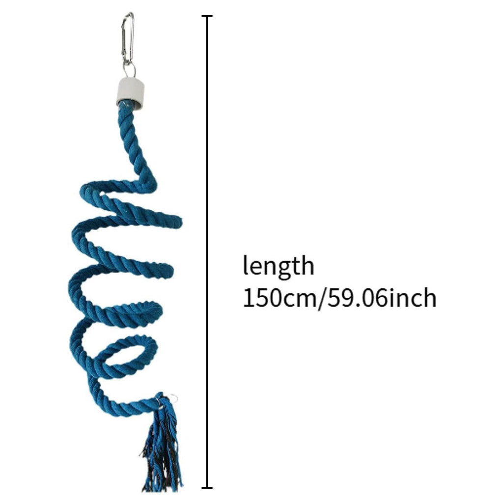 Bird Climbing Rope Toy Cotton Spiral Ladder Parrot Cage Hanging Swing Pet Toy - Blue