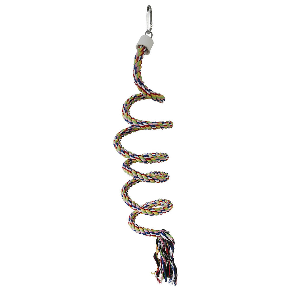 Bird Climbing Rope Toy Cotton Spiral Ladder Parrot Cage Hanging Swing Pet Toy - Colourful