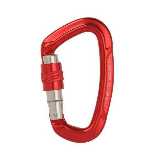 25KN Screwgate Locking Rock Climbing Carabiner Clip Aluminum D Ring Hook Buckle - Gray