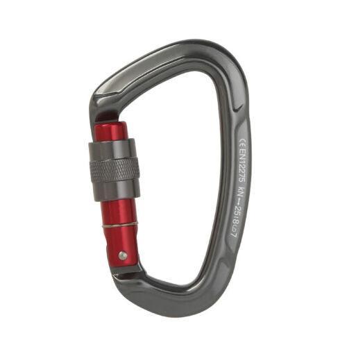 25KN Screwgate Locking Rock Climbing Carabiner Clip Aluminum D Ring Hook Buckle - Orange