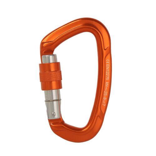 25KN Screwgate Locking Rock Climbing Carabiner Clip Aluminum D Ring Hook Buckle - Red