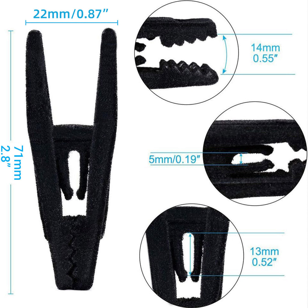 Clothes Drying Clips 20 Pack Velvet Flocking Trouser Pegs Hanger Grip Clamp Set - Black