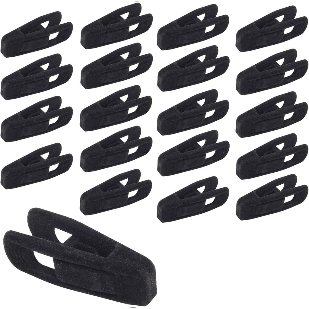 Clothes Drying Clips 20 Pack Velvet Flocking Trouser Pegs Hanger Grip Clamp Set - Grey