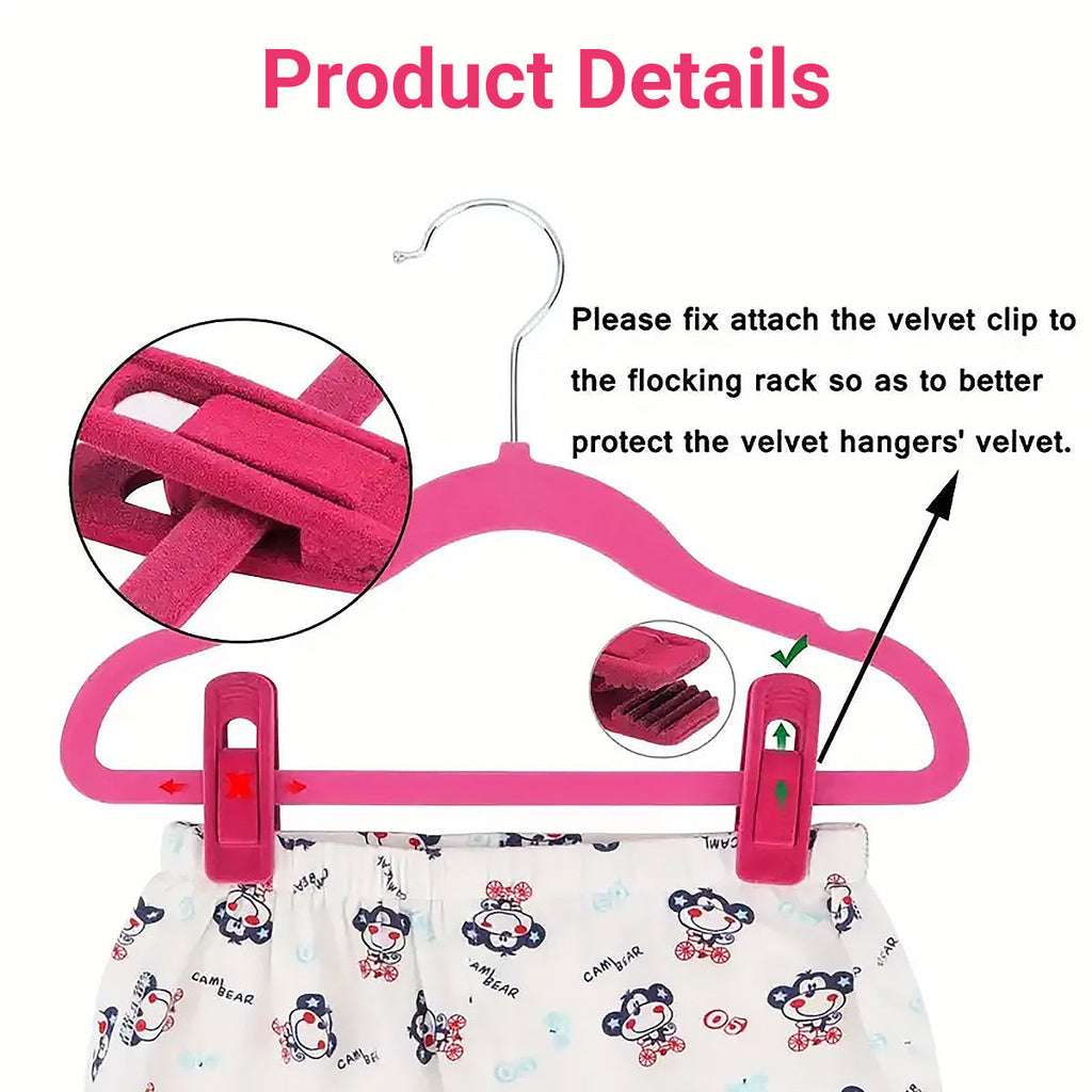 Clothes Drying Clips 20 Pack Velvet Flocking Trouser Pegs Hanger Grip Clamp Set - Rose Red