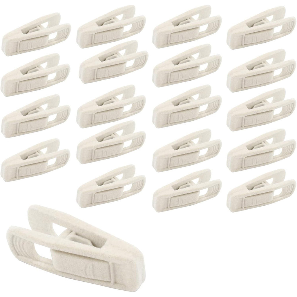 Clothes Drying Clips 20 Pack Velvet Flocking Trouser Pegs Hanger Grip Clamp Set - Rose Red