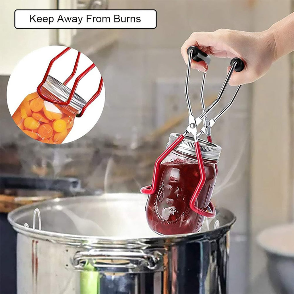 Stainless Steel Canning Jar Lifter Anti-Slip Lifting Tongs Gripper Anti-scalding - Green
