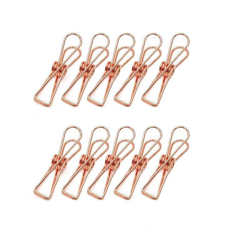 10X Spring Paperclips Metal Wire Hollow Out Clips 33mm Mini Binder Paper Clip - Gold