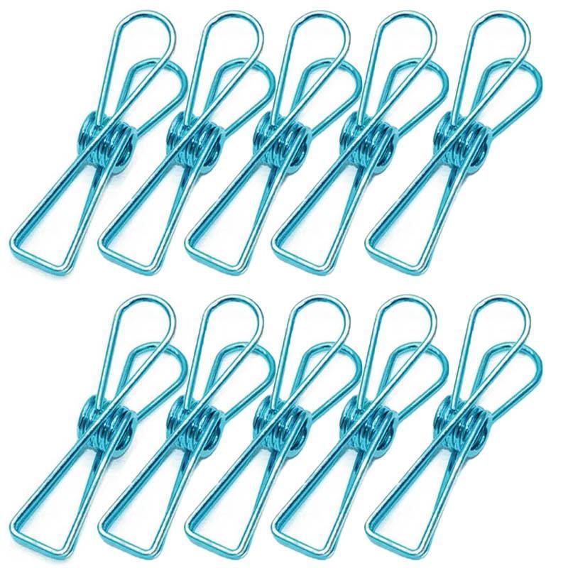 10X Spring Paperclips Metal Wire Hollow Out Clips 55mm Mini Binder Paper Clip - Blue