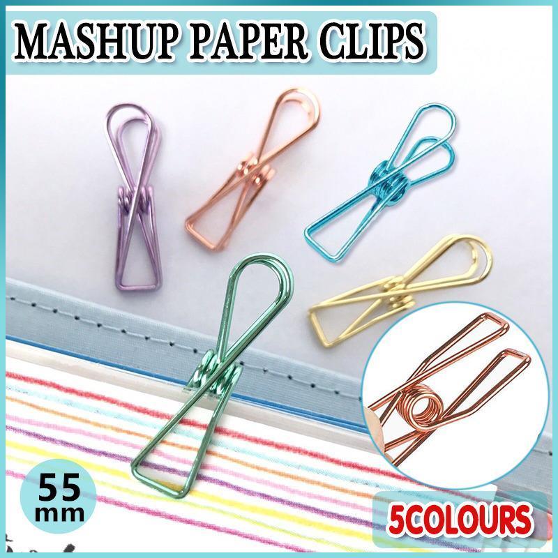 10X Spring Paperclips Metal Wire Hollow Out Clips 55mm Mini Binder Paper Clip - Purple