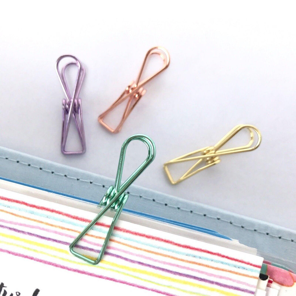 10X Spring Paperclips Metal Wire Hollow Out Clips 55mm Mini Binder Paper Clip - Rose Gold