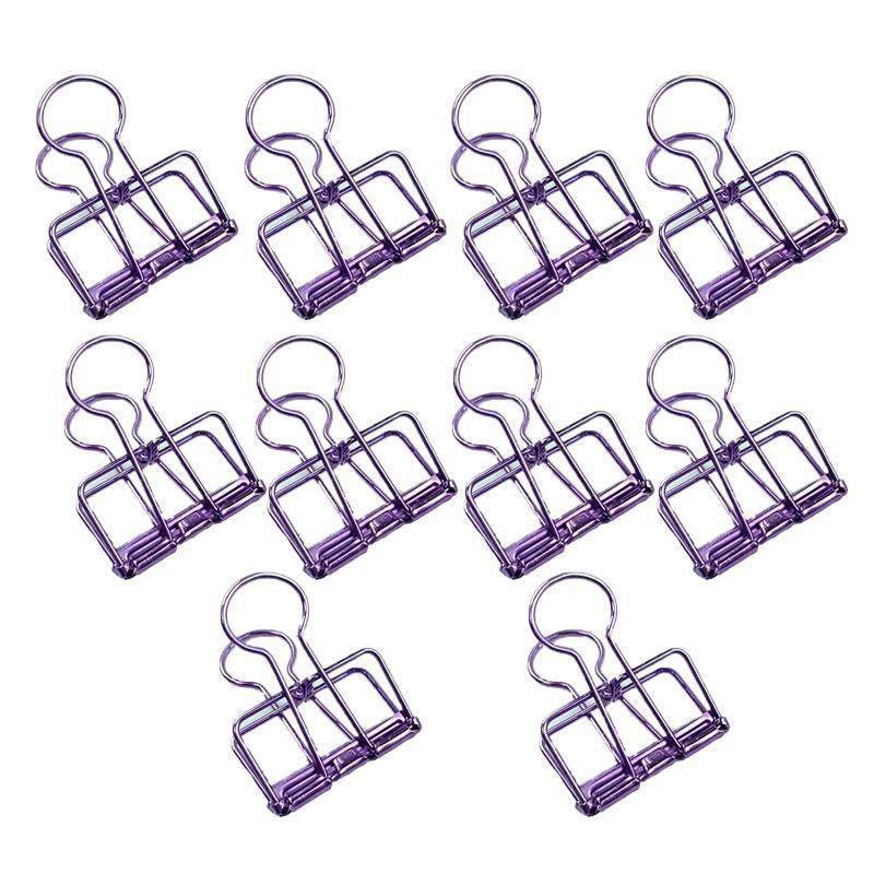 Solid Color Hollow Out Swallowtail Metal Binder Bookmark Clips Office Supplies - Purple