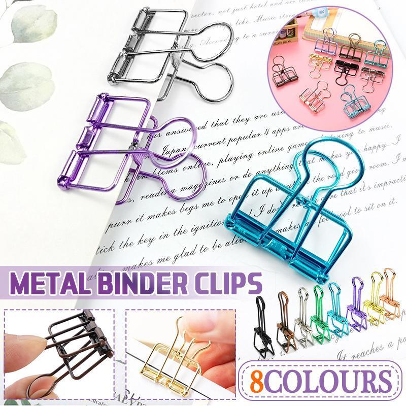 Solid Color Hollow Out Swallowtail Metal Binder Bookmark Clips Office Supplies - Rose Gold