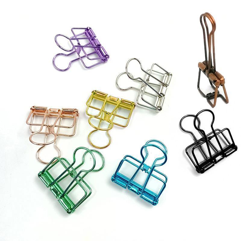 Solid Color Hollow Out Swallowtail Metal Binder Bookmark Clips Office Supplies - Rose Gold