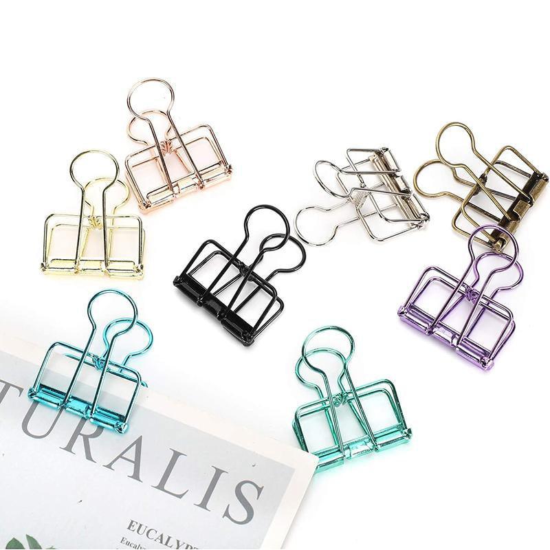 Solid Color Hollow Out Swallowtail Metal Binder Bookmark Clips Office Supplies - Silver