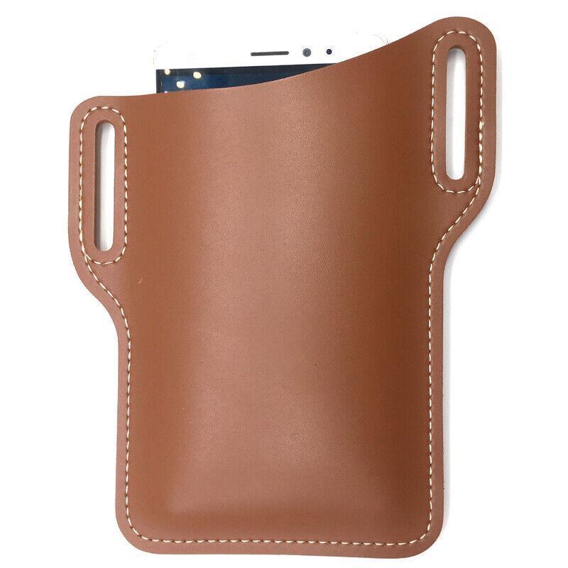 Leather Phone Holster Pouch Belt Clip Loop Waist Bag Cover Case for Men - Black