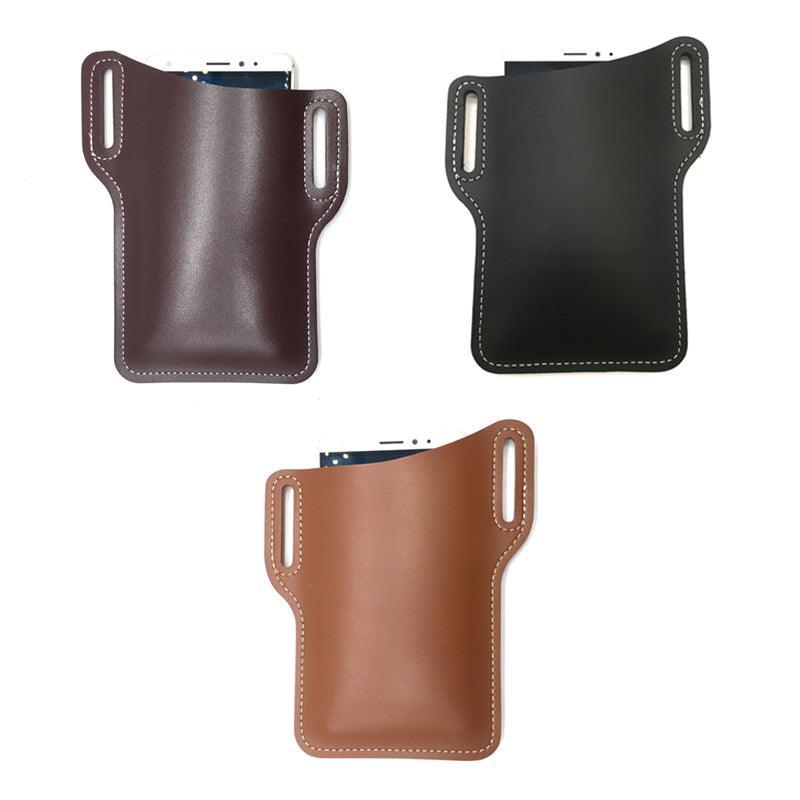 Leather Phone Holster Pouch Belt Clip Loop Waist Bag Cover Case for Men - Brown