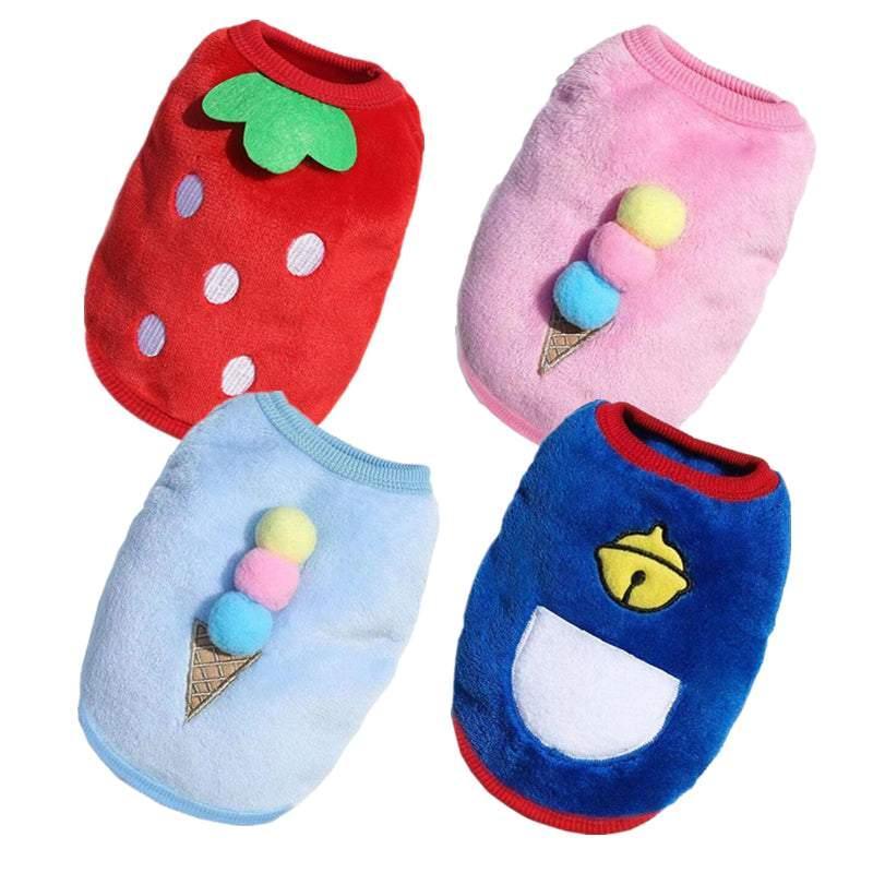 M Size Warm Winter Dog Clothes Soft Fleece Dog Jacket Pet Coat Sweater Puppy Cat Jumper - Pink Ice Cream