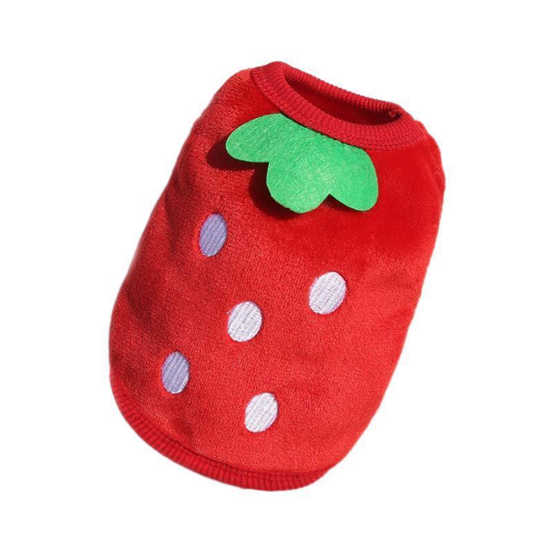 S Size Warm Winter Dog Clothes Soft Fleece Dog Jacket Pet Coat Sweater Cat Jumper - Red Strawberry