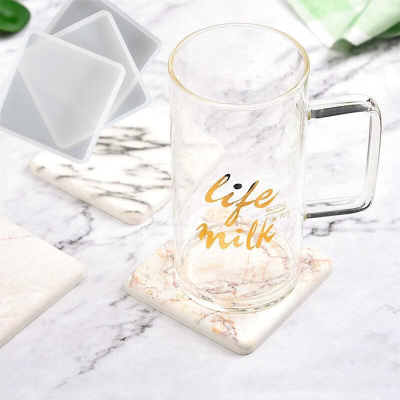 Coaster Resin Casting Mould Epoxy Mold Silicone Craft DIY Jewelry Agate Making - Large Square*4