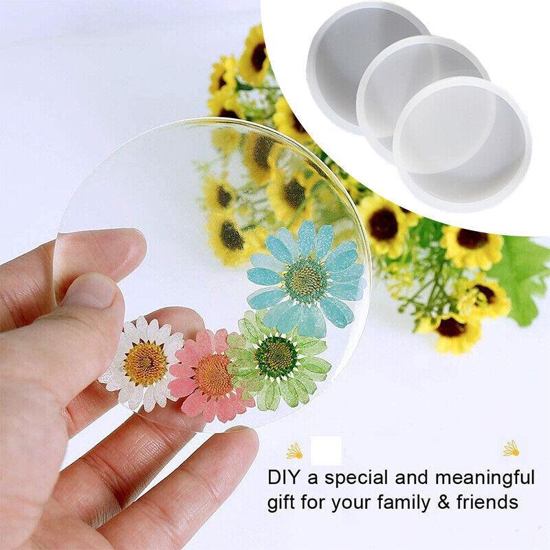 Coaster Resin Casting Mould Epoxy Mold Silicone Craft DIY Jewelry Agate Making - Large Round