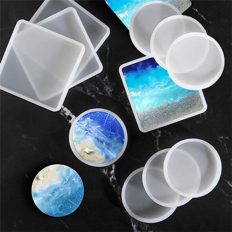 Coaster Resin Casting Mould Epoxy Mold Silicone Craft DIY Jewelry Agate Making - Large Square