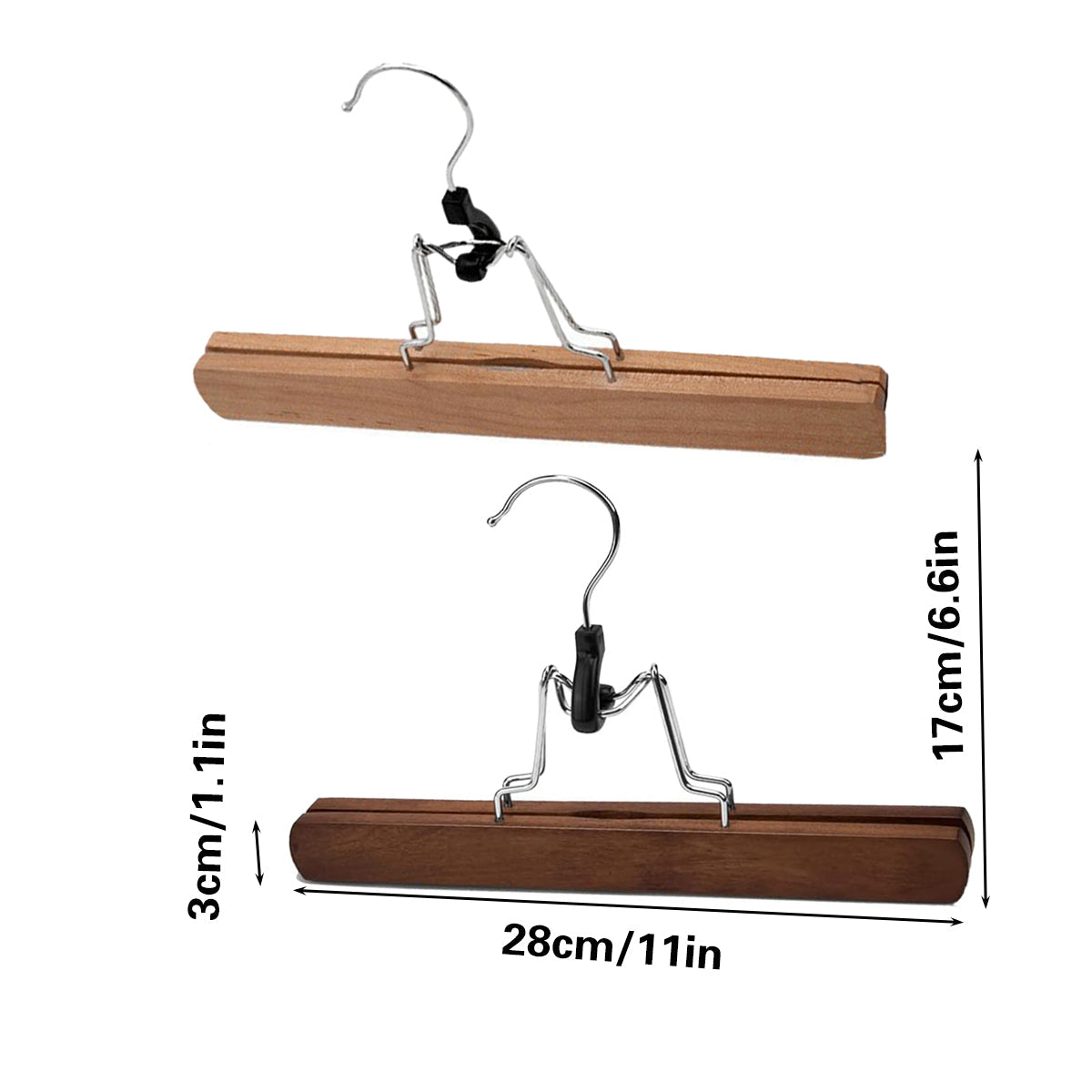10pcs Solid Wood Skirt Clip Non Slip Hanger Flannel Trouser Clothes Organizer - Light Brown