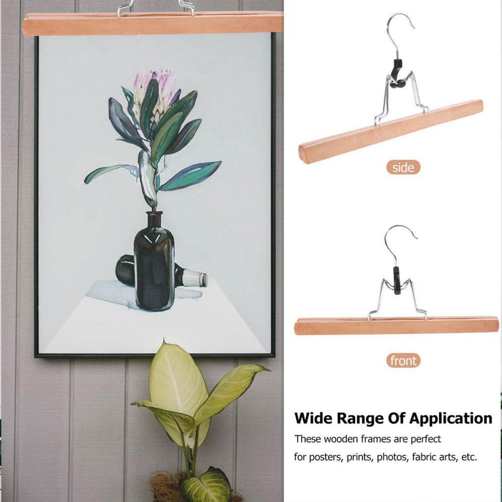 10pcs Solid Wood Skirt Clip Non Slip Hanger Flannel Trouser Clothes Organizer - Light Brown