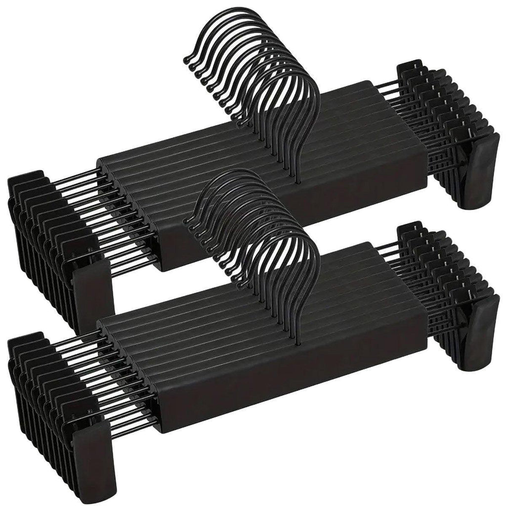 20pcs Black Plastic Pants Hanger Trousers Clips Durable Non Slip Clothes Hanger