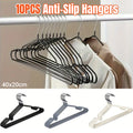 Clothes Hangers 10 Pack Anti Slip Plastic Hanger Clothes Rack Organizer - Black