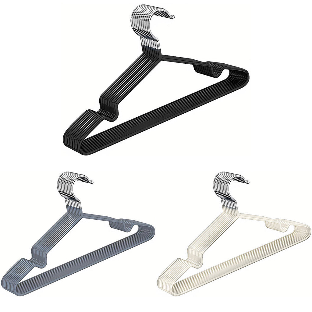 Clothes Hangers 10 Pack Anti Slip Plastic Hanger Clothes Rack Organizer - Black