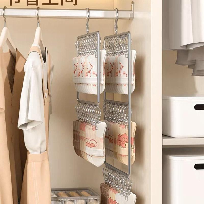 Stainless Steel Drying Rack Multi Function Windproof Underwear Clip Sock Hanger - 3-Tier