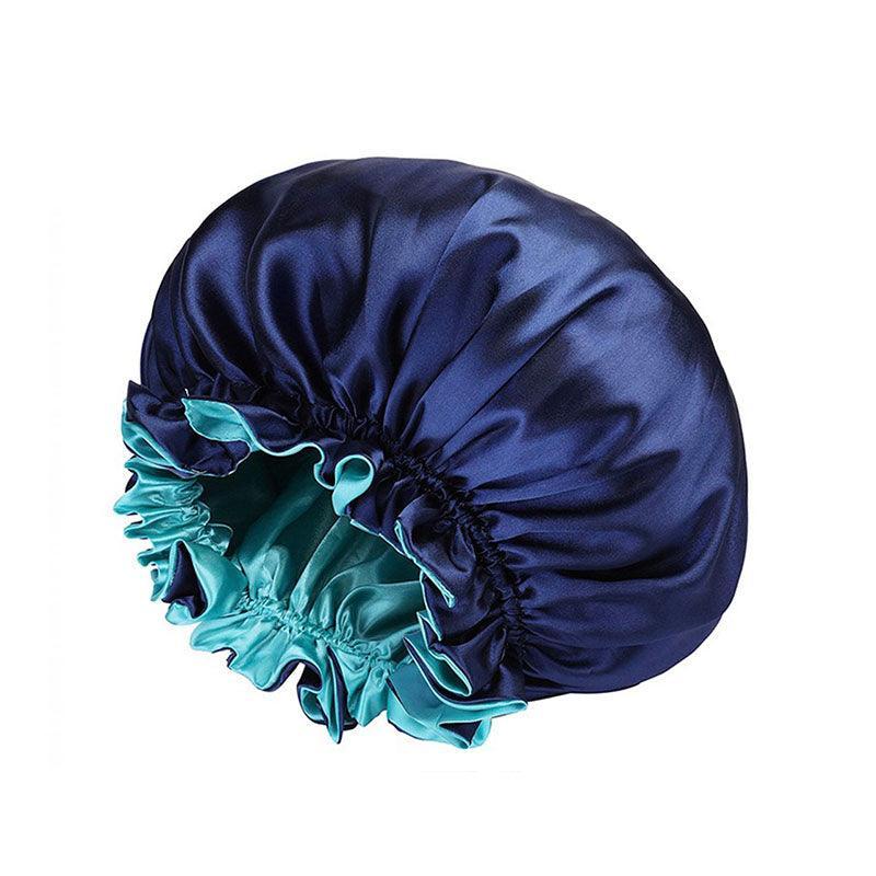 Womens Satin Sleep Cap Bonnet Elastic Wide Band Hair Sleeping Hat - Light Purple