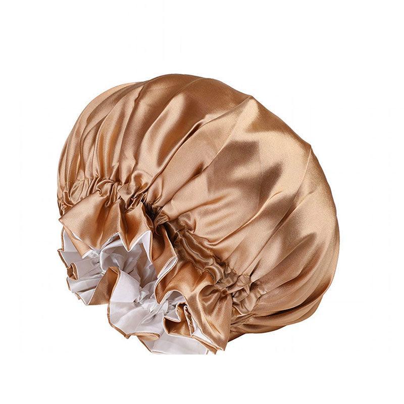 Womens Satin Sleep Cap Bonnet Elastic Wide Band Hair Sleeping Hat - Light Purple