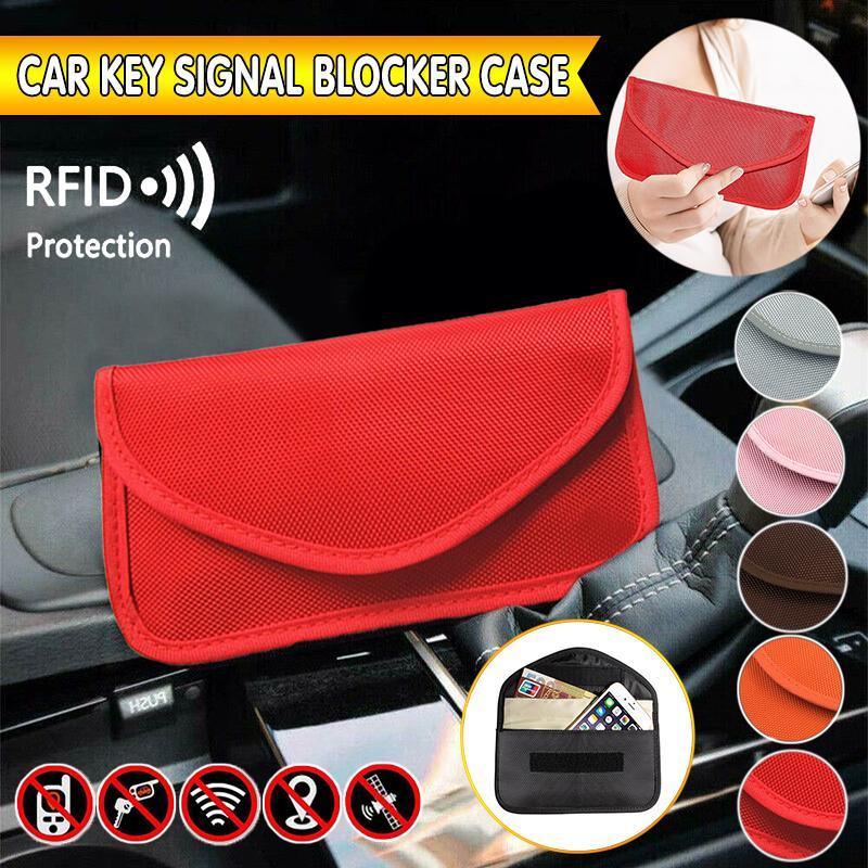 Car Key Case For Faraday Cage Fob Pouch Keyless RFID Blocking Bag - Coffee