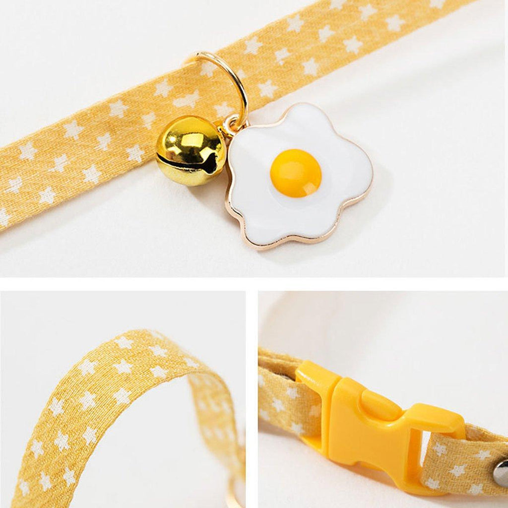 Adjustable Pet Collar with Buckle and Bell for Kitten and Dog Wearable Accessory - Yellow