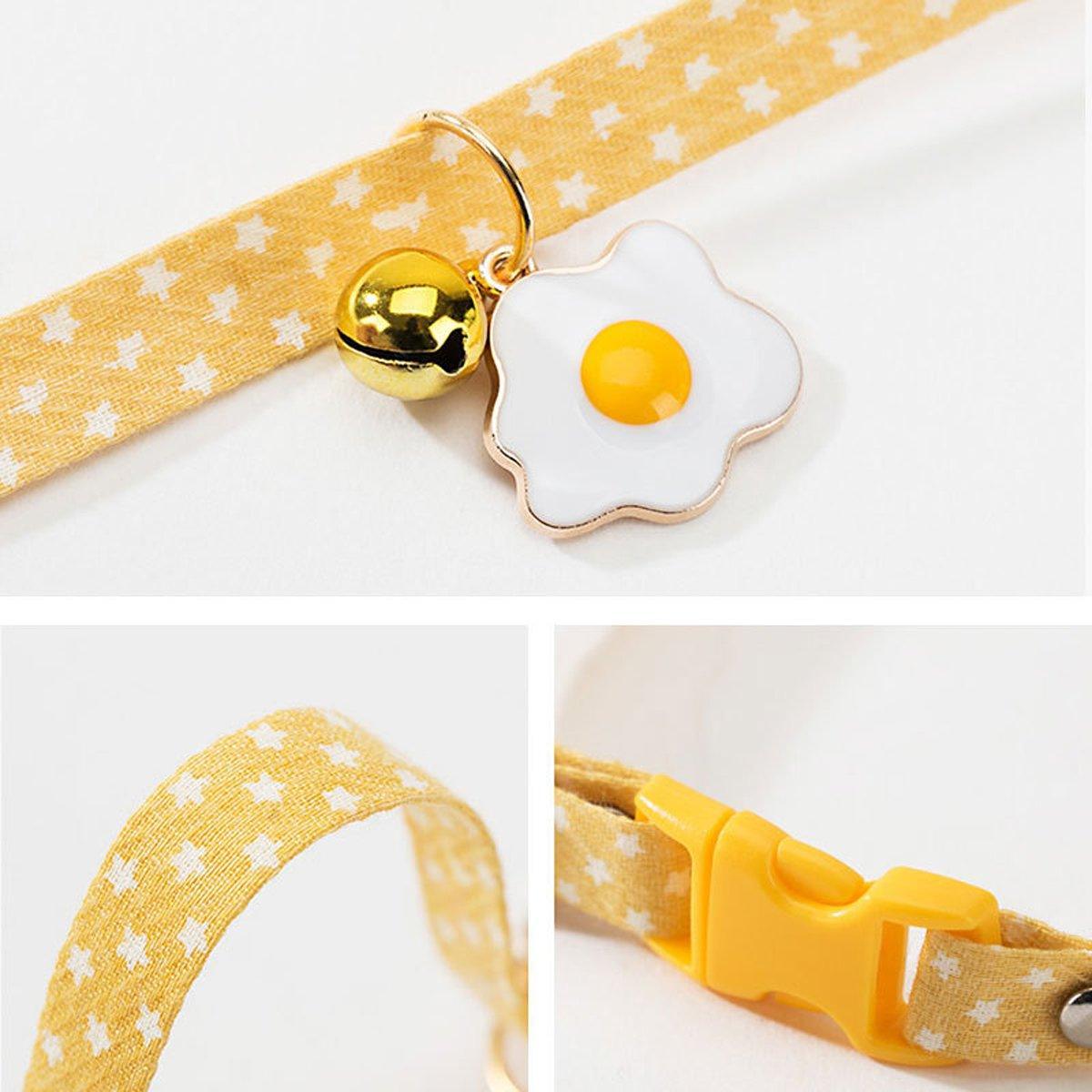 Adjustable Pet Collar with Buckle and Bell for Kitten and Dog Wearable Accessory - Yellow