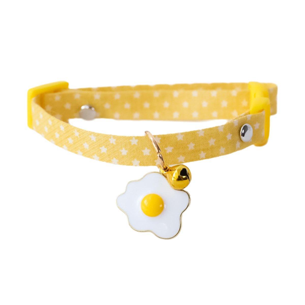 Adjustable Pet Collar with Buckle and Bell for Kitten and Dog Wearable Accessory - Yellow