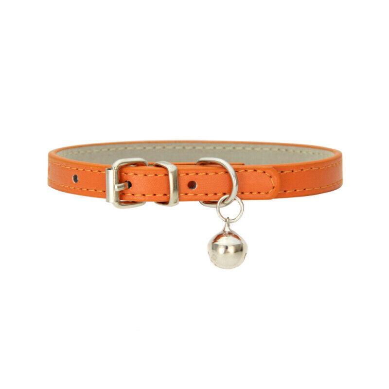 Adjustable PU Leather Cat Collar with Bell Breakaway Buckle 9 Colours - Green