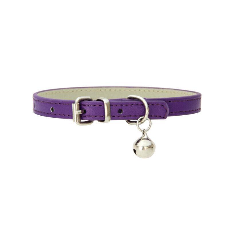 Adjustable PU Leather Cat Collar with Bell Breakaway Buckle 9 Colours - Green