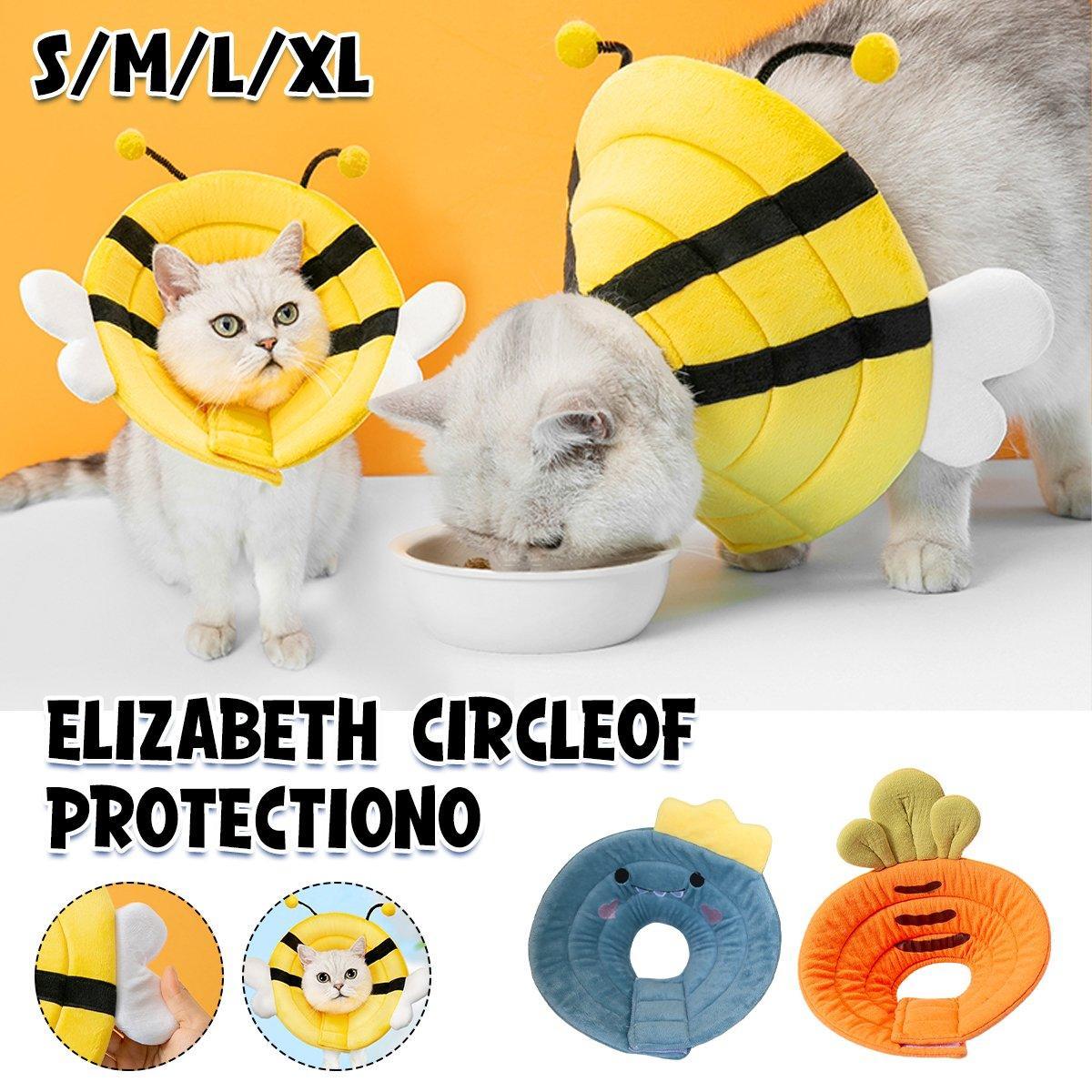 Elizabeth Circle Cat Sterilization Collar Anti-Licking Pet Scarf for Cat and Dog - Yellow Bee-S